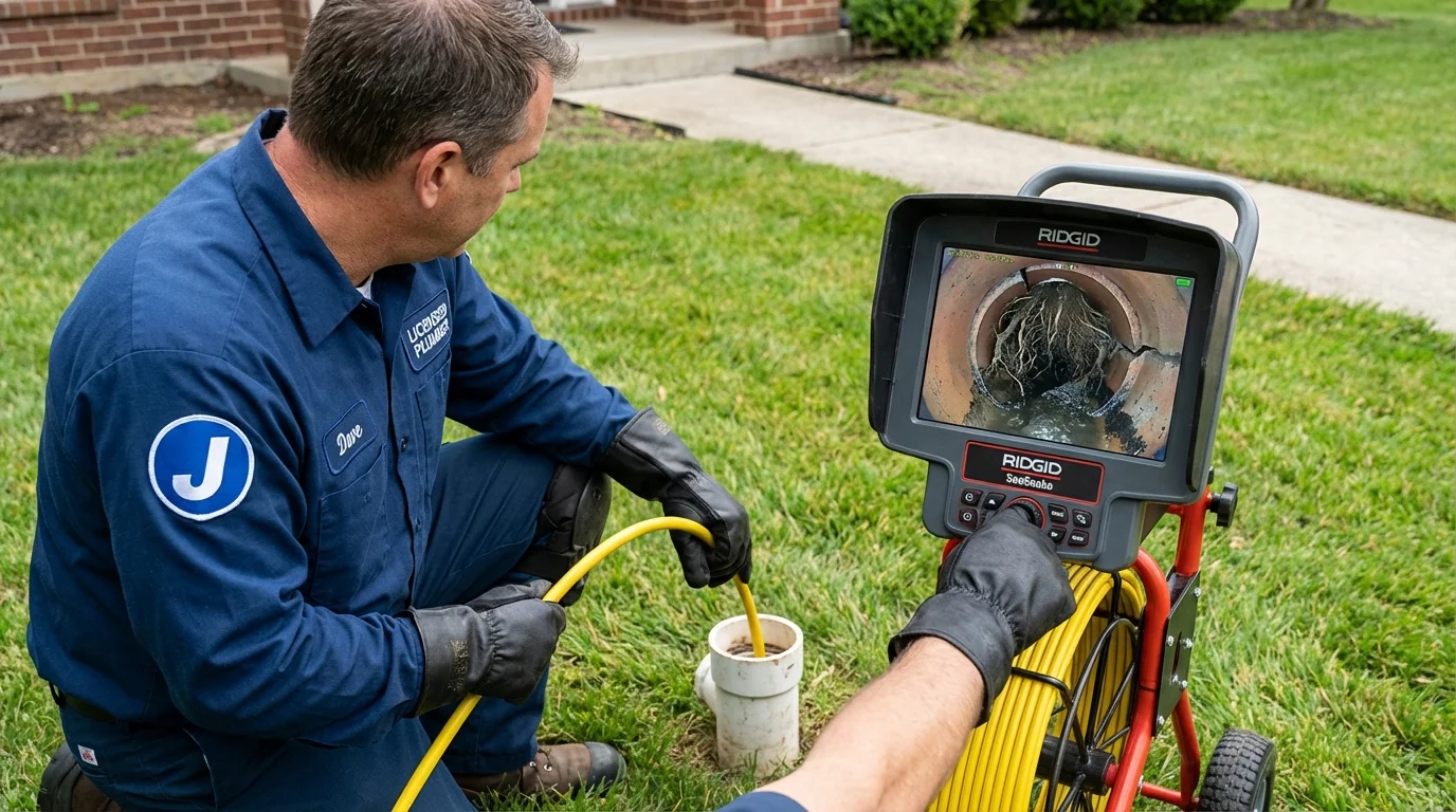 Sewer camera inspection being performed by Johns Plumbing LLC in Moberly