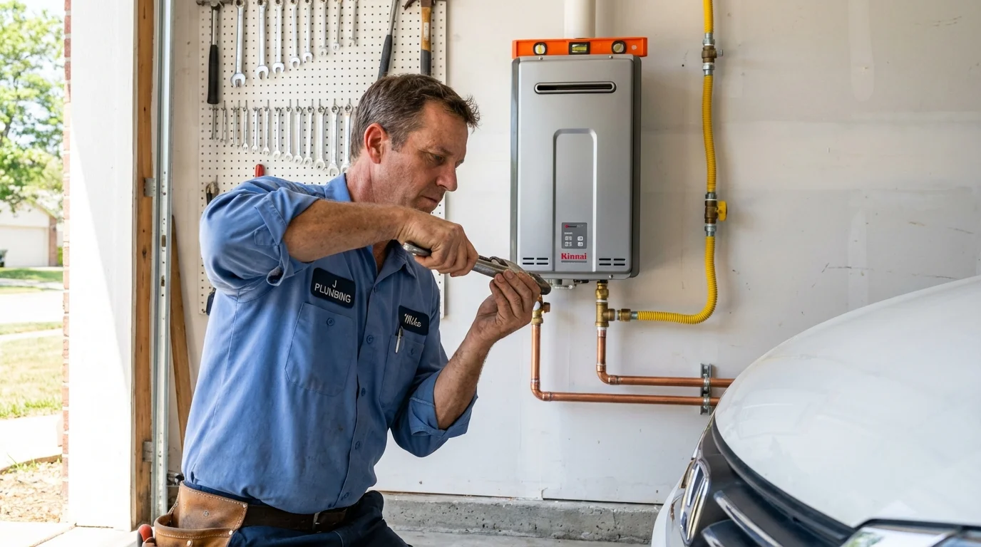 Tankless water heater installation by a Johns Plumbing LLC plumber in Moberly